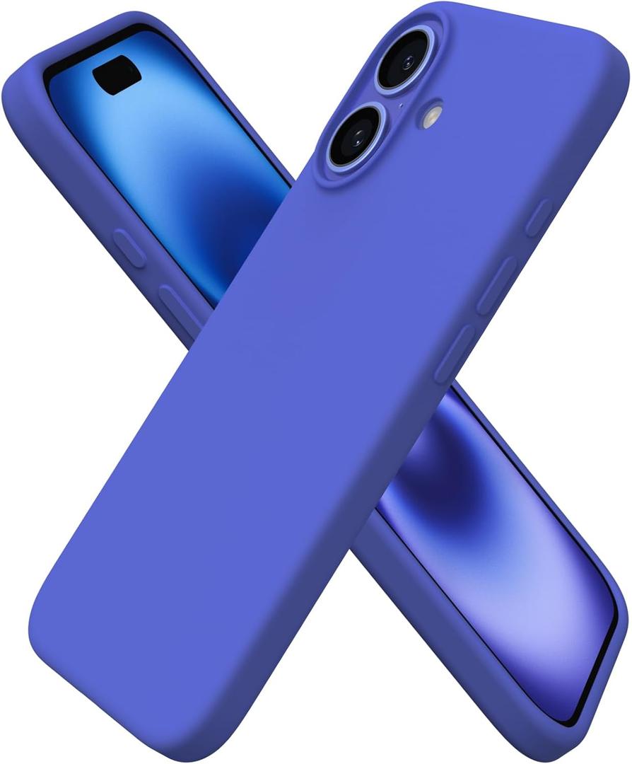 ORNARTO Compatible with iPhone 16 Case 6.1", Slim Liquid Silicone 3 Layers Full Covered Soft Gel Rubber Shockproof Phone Case, Protective Cover with Anti-Scratch Microfiber Lining-Ultramarine