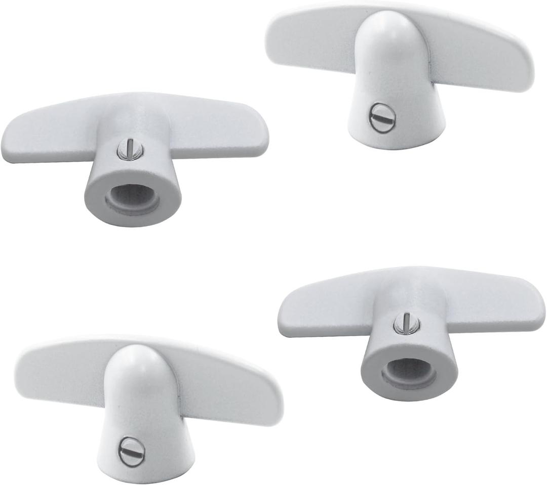 3/8" Spline Size T-Crank Window Handle Replacement for Pella Casement Window Crank (White * 4 Pcs)
