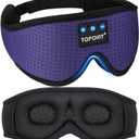 Sleep Mask with Headphones Bluetooth 5.4, TOPOINT 3D Eye Mask Blackout Breath Silk for Side Sleepers Women Men, Sleep Headphones Earphones HD Speaker Microphone for Travel Meditation Gift, CPAP Users (Oxygen Indigo)