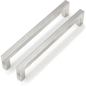 Goldenwarm 10 Pack 6-1/4 Inch Brushed Nickel Cabinet Pulls Square Drawer Handles Silver Kitchen Hardware Cupboard Dresser