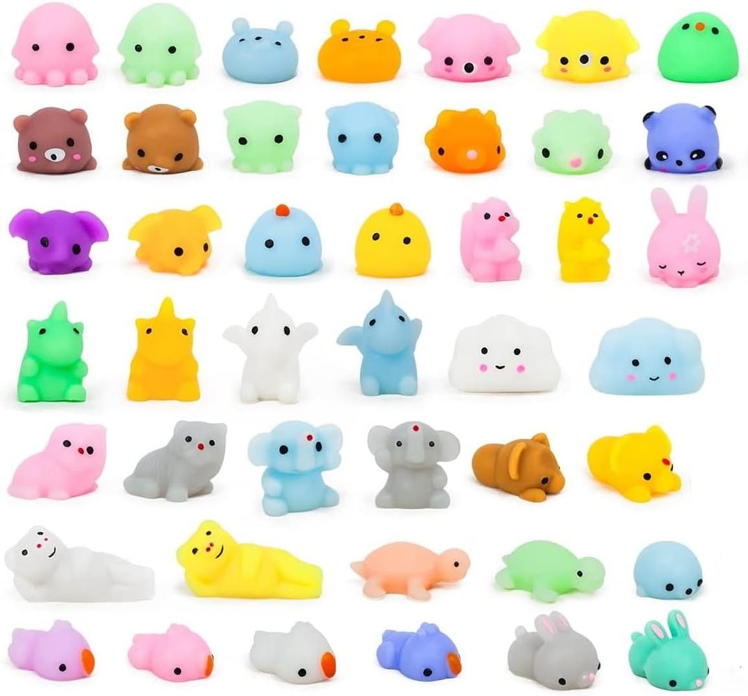 50Pcs Mochi Squishy Toys - Kawaii Squishies for Kids, Valentine's Day Gifts, Stress Relief Toys, Easter Egg Fillers