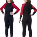 Dark Lightning 3/2mm Kids Wetsuit for Boys and Girls, Neoprene Thermal Swimsuit, Toddler/Junior/Youth One Piece Wet Suits for Scuba Diving (Medium, Full-Red)
