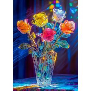 Bgraamiens Rose-1000 Pieces Rose Flowers Puzzle for Adults, Unique Flowers Art Home Decor, Valentine's Day Gift
