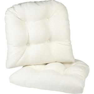 Klear Vu Gripper Overstuffed Universal Non-Slip Dining Chair Cushions for Kitchen Decor or Office Use, U-Shaped Skid-Proof Seat Pad, 17x17 Inches, 2 Count (Pack of 1), Solid Ivory