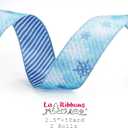 LaRibbons Christmas Wired Ribbon 2.5 inch Double Faced Blue Snowflakes and Striped Christmas Ribbon for Tree Garland, Wreath Bow, Xmas Crafts Decorations, 2 Rolls 10 Yards Total