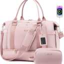 Gym Bag for Women LOVEVOOK Travel Duffel Bag with USB Charging Port,Weekender Bags for Women with Shoe Compartment,Carry on Overnight Bag with Toiletry Bag,Hospital Bags for Labor and Deliver (Light Pink)