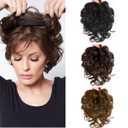Women Short Human Hair Topper Clip in Top Hairpiece Curly Weave Closure Natural Replacement Hair Piece Wiglet Hairpiece for Thinning Hair 13x14cm Dark Brown 10"