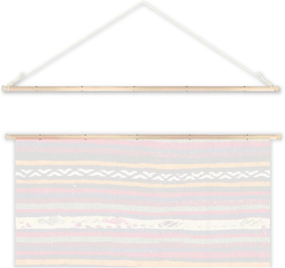 Beyeutao Wood Tapestry Hanging Telescopic Rod Wooden Tapestries Hanger Room Adjustable 48-60 Inch 2Pack Wall Hanging Bar Banner Hanger Pole with Finials.