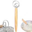 2 x 13 Inch Danish Dough Whisk - Large Wooden Handle, Stainless Steel Ring - Traditional Dutch Whisk for Bread, Batter, Cake, Pastry