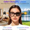 AI Smart Glasses with 8MP Camera, 1080P Video & HD Photo, Bluetooth Audio, AI Voice Assistant, Real-Time Translation, Object Recognition, Noise-Cancel Calls, Photochromic +2 Sunglasses Lenses