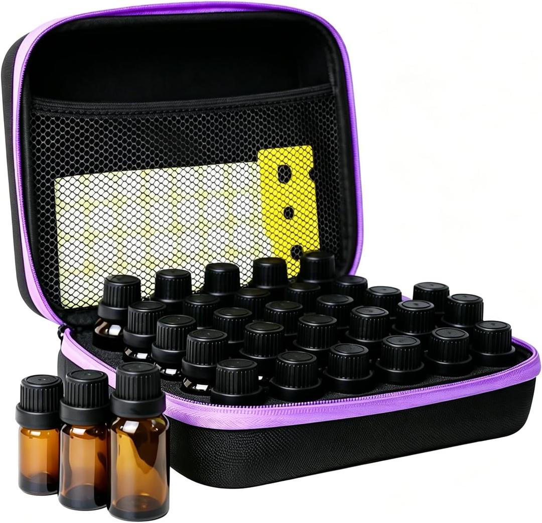Essential Oil Storage Holder Organizer Carrying Case, 30 Bottles, Essential Oils Box for 5ml- 15ml Bottle Travel Storage Organizer Bag with Labels & Bottle Opener for doTERRA & Young Living