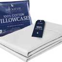 Beckham Hotel Collection 100% Cotton Pillow Cases King Size Set of 2, 500TC, Luxury Sateen Pillowcases, Open End, Breathable, Moisture-Wicking, White