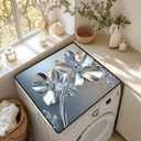 Non-Slip Washer & Dryer Top Cover Mat  Dust-Proof Protector Pad with Multiple Pattern Designs for Laundry Room & Kitchen Decor, Universal 23.6"x19.7" (Silver Flower, 23.6"x19.7")