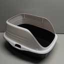 Arm & Hammer Rimmed Cat Litter Box with High Sides and Microban, Made in USA (Pearl White/ Dark Gray)