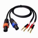 Professional Speakon to Banana Plug Speaker Cable 2-Pack - 12AWG Heavy Duty 40A Twist Lock for QSC Crown Yamaha PA DJ