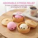 Dumpling Squishy Mystery Box, Glitter Dumpling, Dumplings Style Stress Balls for Adults and Kids, Cute Steamer Basket Design with Squeezable Bun Stress Relief Fidget Toys (2 PCS)