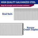 HW HAMWOO 18 Gauge 1800PCS,1/4" Narrow Crown Staples (1/2"- 400; 3/4"- 400; 1"- 400) and Brad Nails (5/8"-300,3/4"-300), Suitable for Most Brand of 18 Gauge Stapler