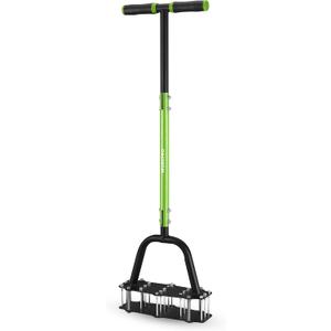 WORKPRO 38 Lawn Aerator Tool with 17 Spikes, Manual Lawn Aerators with Dual-Layer Design, Ergonomic T-Handle, Heavy Duty Manual Grass Aerator for Lawn Aeration, Soil Loosening, and Yard Care