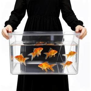 Geelin 4 Gallon Plastic Fish Tank Large Bowl Shatterproof with Crystal Clear Clarity for Terrarium, Flower Vase Centerpiece Gift for Fish Lovers(Square)