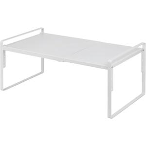 Nxconsu Cabinet Shelf Expandable Height Adjustable Shelf Organizer Riser for Kitchen Cabinet Pantry Cupboard Under Sink Countertop Organization Storage Space Saver Stackable Heavy Duty Metal White XXL (12D * 13.8-24.8W * 9.7H)