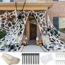 Spider Web Halloween Decoration, 2 lb Weight Giant Elastic Spider Web Outdoor Decorations, DIY Beef Netting Spider Web Halloween Party Decor (950 Sqft)