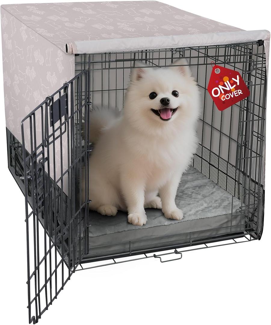 Explore Land Breathable Dog Crate Cover - 4 Sides Mesh Ventilation, Basic Pet Kennel Cover, All Sides Open, Universal Fit for 1 2 3 Doors 24 inches Wire Dog Crate Dog Print