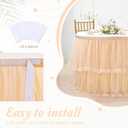 14ft Champagne Tulle Table Skirts for Rectangle Tables 2 Layer Fluffy Tutu Table Cloth for Birthday Party Baby Shower Wedding Banquet Decoration (L14(ft)* H30in)