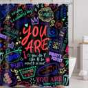 AMBZEK Kids Colorful Quotes Shower Curtain,Teens Funny Neon Positive You are Motivational Inspirational Versers Cloth Fabric Polyester Bathroom Curtains Decor Set with 12 Pack Hooks 60Wx72L Inch