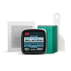 3M High Strength Small Hole Repair Kit, Inlcudes Spackling Compound, Putty Knife, Sanding Sponge, and Self-Adhesive Patch, For Hole Repairs Up To 3" in Diameter, Easy Wall Repair (SHR-SIOCKIT) (4 Piece Set)
