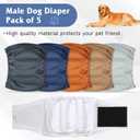 5 Pack Dog Diapers Male, High Absorbing Dog Wraps, Belly Bands for Male Dogs with Incontinence or Frequent Urination, Washable Doggie Diapers Brown, S