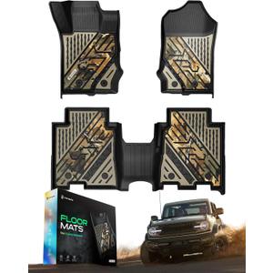 YHTAUTO Upgrade Camo Floor Mats Fit Ford Bronco 2021-2026 4 Door, All Weather Custom Fit Floor Liner w/Camouflage Pattern, TPE Heavy Duty Bronco Accessories Front & 2nd Row Liner