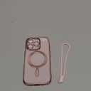 Meifigno Case Designed for iPhone 16 Pro, [Compatible with MagSafe] [1X HD+1X Privacy Screen Protectors] [Glitter Card&Wrist Strap] Surround Lens Protection Designed for iPhone 16 Pro Case, Rose Gold