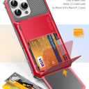 3 x TOPAUX for iPhone 16 Pro Wallet Case 5 Credit Card Holder Flip Cover Secure Back Pocket ID Slot Compartment Dual Layer Shockproof Bumper Anti-Scratch Protective Hard Shell for iPhone 16 Pro Red Black