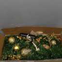 9Ft Christmas Garland Prelit with Gold Berries and Balls, Flower and 50 Lights Plug in, Holiday Decoration Fireplace Stairs Mantle Door Indoor Outdoor