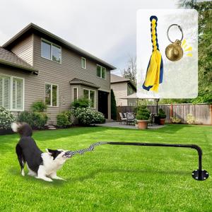 Tether Tug Outdoor Dog Toy, Interactive Exercise Game in Yard, Tether Tug with 2 Rope Toy and Bell for Large Medium Small Dog, Pull Chase and Tug of War