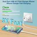 Fast Charger iPhone,Dual Port A/C iPhone Charger Fast Charging Block,2 Pack Super Quick Double Apple iPhone Wall Charger Power Adapter 10FT USB C to Lightning Cable for iPhone 14/13/12/11/ProMax/XS/XR