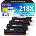 218X Toner Cartridge 4 Pack High-Yield with Chip Compatible Replacement for HP 218X W2180X W2181X W2182X W2183X 218A Works with Color Pro 3201 3201dw MFP 3301 3301cdw 3301fdw 3301sdw Printer