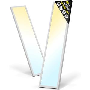 1x4 Led Flat Panel Light Surface Mount 2-Pack, 40W/4580LM, 5CCT 2700K/3000K/4000K/5000K/6000K Selectable, Flush Mount Ceiling Light for Kitchen, Garage, Hallway, Office, ETL (White)