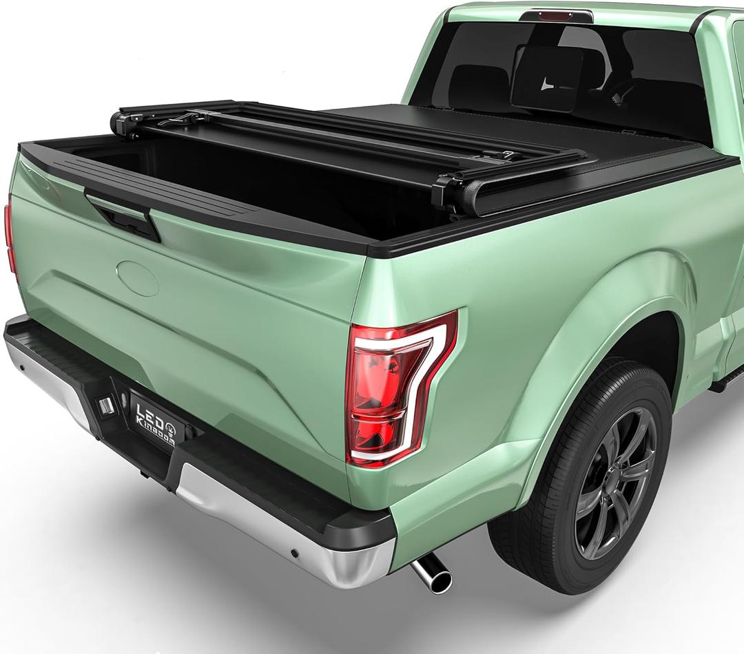LEDKINGDOMUS Soft Tri-Fold Truck Bed Tonneau Cover Fits for Ford F150 F-150 2015-2026 | 5'5" (67") Bed