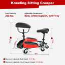 Upgrade Kneeling Sitting Creeper with Chest Support and Tool Tray Compatible with racatac Rolling Knee Creeper 01RAC3CS, 3 Inch Casters 300-lb for Tile installation, Flooring work, Parquet Cleaning