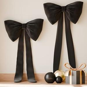 Black Bows Birthday Decorations, 13''×10'' Large Bows for Party Decorations Wedding Backdrop Coquette Decorations, Bows for Wall Decor Baby Shower Backdrop Door Hangings Christmas Tree Bows, 2 Packs