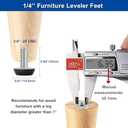 1/4-20UNC Thread Adjustable Furniture Levelers Table Feet Screw in Threaded, Screw on Chair Foot Glides Leveling for Tables, Chairs, Furniture Legs-16 Pcs (1/4-20UNC-16PCS)