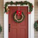 9 ft Christmas Artificial Cedar Garlands Real Touch Christmas Cedar Garland 3 Cow Bells with Bell Banner Xmas Realistic Faux Greenery Pine Garlands for Mantel Fireplace Stair Winter Decor