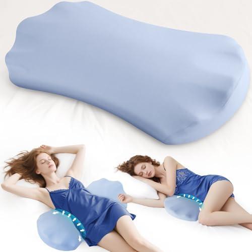 Lower Back Pain Relief Pillow for Sleeping Memory Foam Lumbar Support Pillow for Side Back Sleepers - Ergonomic Waist Cushion - Back Pain Relief Wedge Cushion for Bed, Car, Sofa,Seat Belts