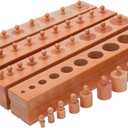 Adena Montessori Cylinder Block (Set of 4)-Montessori Educational Wooden Toy for Fine Motor Skills, Hand-Eye Coordination, and Cognitive Development, Medium, Small