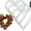 3pcs Metal Wire Wreath Frame Form Hanger with Green Flexible Paddle Wire for Crafts,Christmas Wreaths Tree,Garland,Valentine's Greeting Party Decor,New Year and Seasonal Holidays Decor (Green, 14inch)