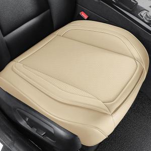 CAPITAUTO Seat Covers Front PU Leather Car Seat Covers,2Pcs Universal Bottom Seat Covers for Cars,Storage Bags,Full Wrapping Edge Fits 95% of car (1 Pair Bottom, Beige)