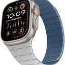 Compatible with Apple Watch Band 49mm 46mm 45mm 44mm 42mm 41mm 40mm 38mm, Silicone Magnetic Adjustable Loop Strap for iWatch Ultra 3/2/1 SE3 Series 11 10 9 8 7 6-1 (49/46/45/44/42, Gray Blue)