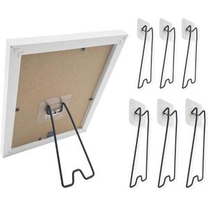 6pcs Picture Frame Stand - 3 Small (2.36 × 5.11") & 3 Medium (2.48 × 7.08") Picture Frame Easel, Universal Portable Adjustable Holder, Won't Damage Your Photo Frame, Black Stainless Steel Material