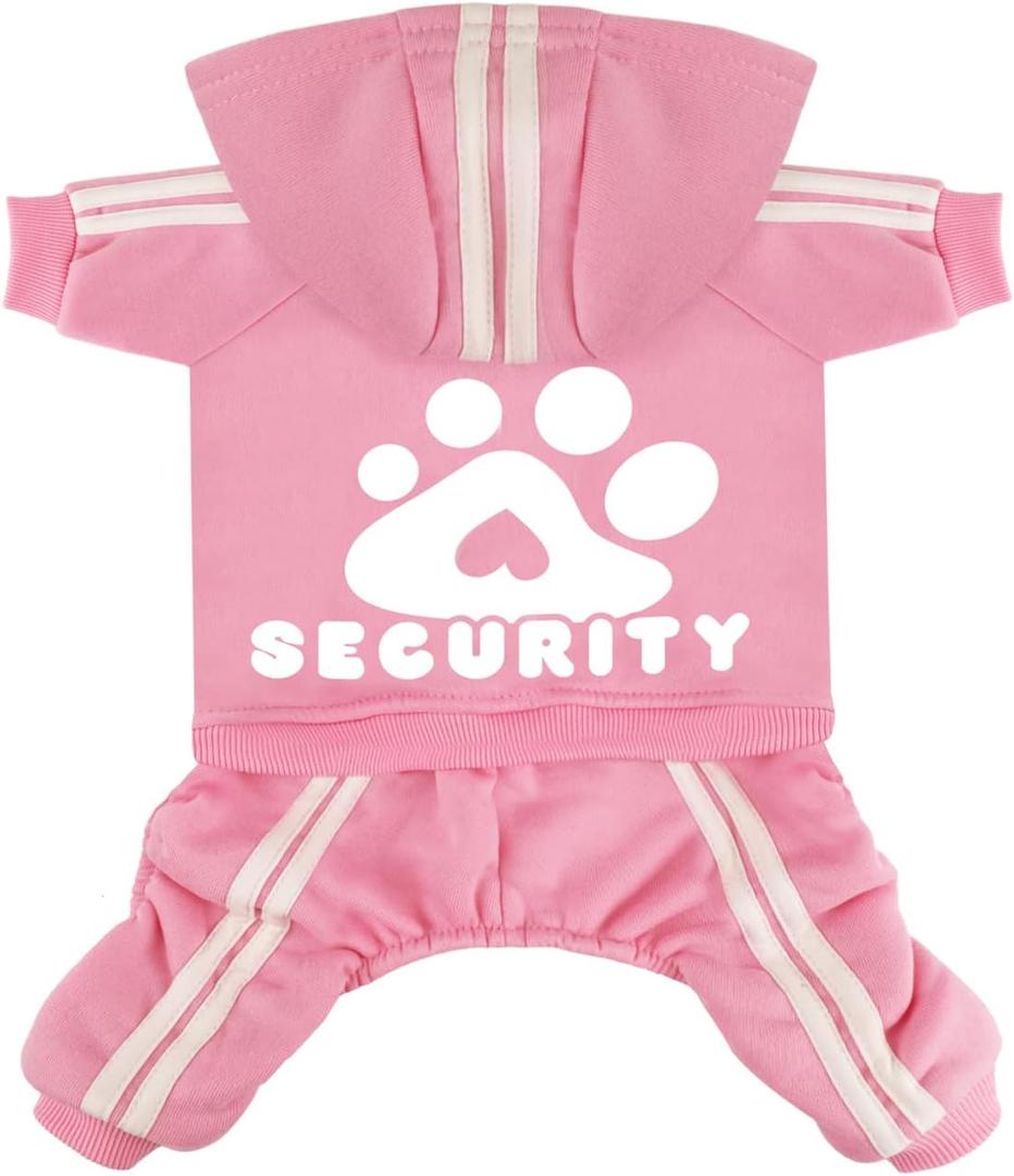 Dog Hoodie Security Clothes 4 Legs Jumpsuit Sweatshirt Soft & Warm Dog Outfit Pullover Dog Winter Clothes Sweater for Small Medium Large Dogs Cats (Pink, Medium)